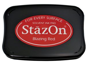 StazOn Permanent Ink Stamp Pad, 1-7/8 x 3, Blazing Red