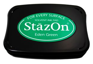 StazOn Permanent Ink Stamp Pad, 1-7/8 x 3, Eden Green