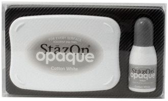 StazOn Permanent Ink Stamp Pad, 1-7/8 x 3, Opaque Cotton White (Kit with  Pad and Ink).